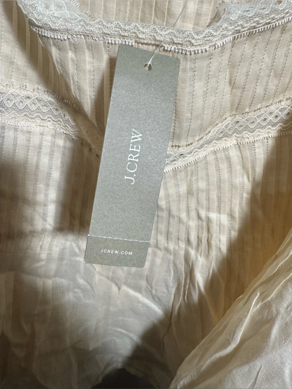 NWT J.Crew Lace-trim tank top in ramie Size Large